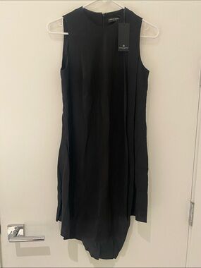 NWT Sonja Morgan New York Sleeveless Tunic Shirt Low High Hem Black 100% Silk XS